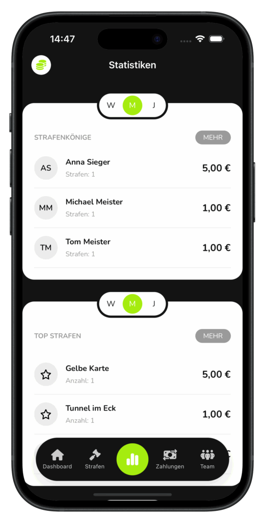 TeamCash App Screenshot